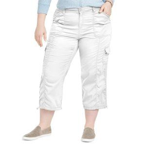 Style & Co Womens Plus Size 22W Cotton Bungee Cargo Capri Pants Bright White